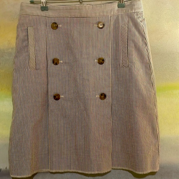 J. Crew Dresses & Skirts - J. CREW  SEERSUCKER BLUE/WHITE SKIRT 10Tall